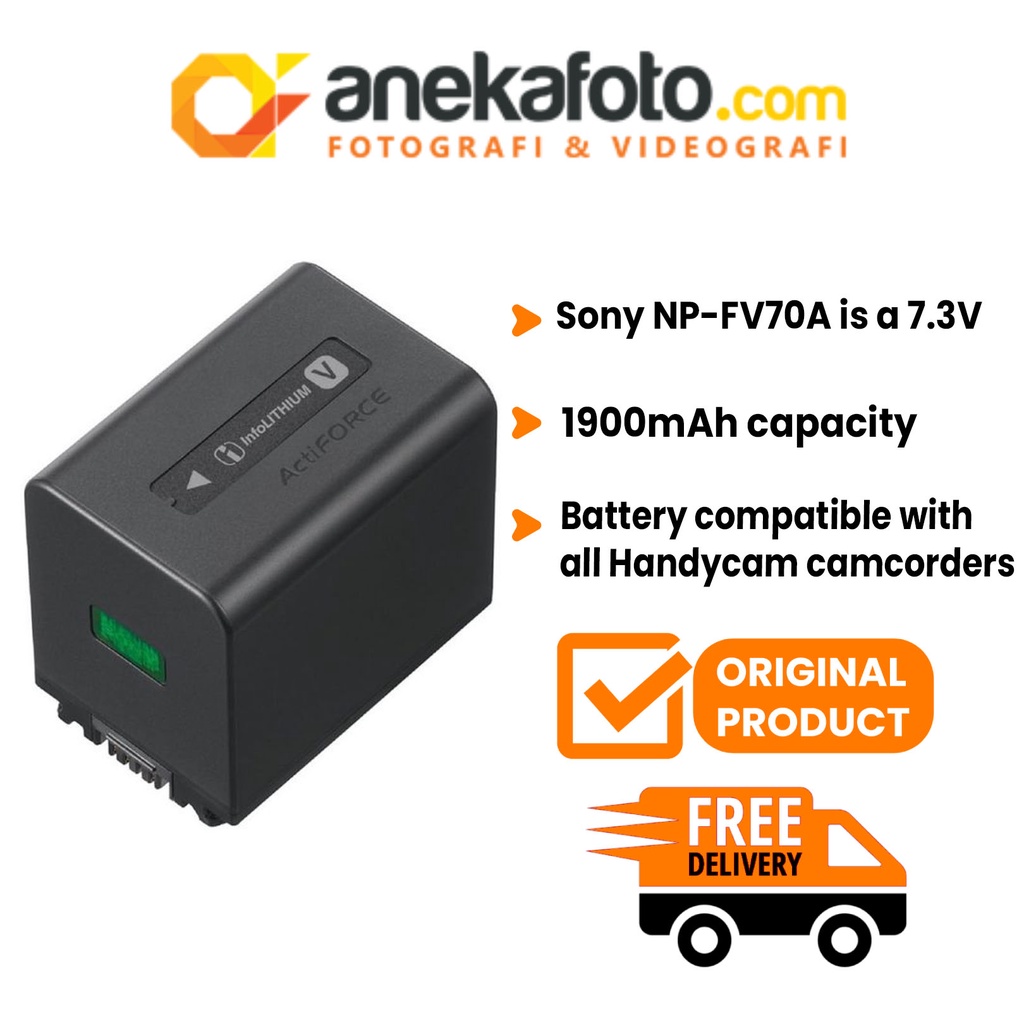 Sony NP-FV70A Batteria Ricaricabile 1900mAh InfoLithium Per Handycam Serie V – 7.3V, Originale Sony
