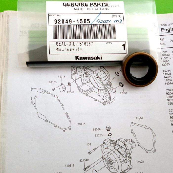 Genuine OEM Kawasaki Oil Seal 12x22x4.5 - Replaces 92049-2253, 92049-2288