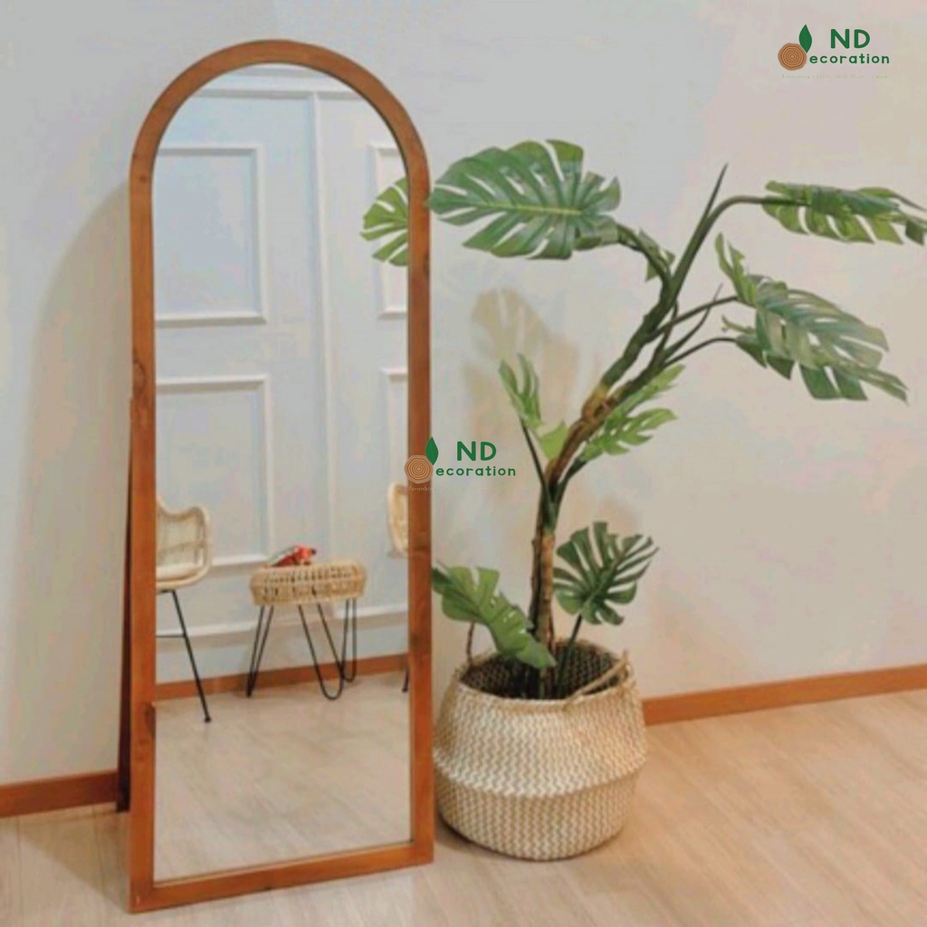 Jual Arch Standing Mirror Cermin Berdiri Kayu Jati Belanda Aesthetic Estetik Pine Wood Stand