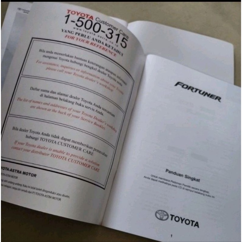 Jual manual book fortuner vrz tahun 2016 sampai 2019 Shopee Indonesia