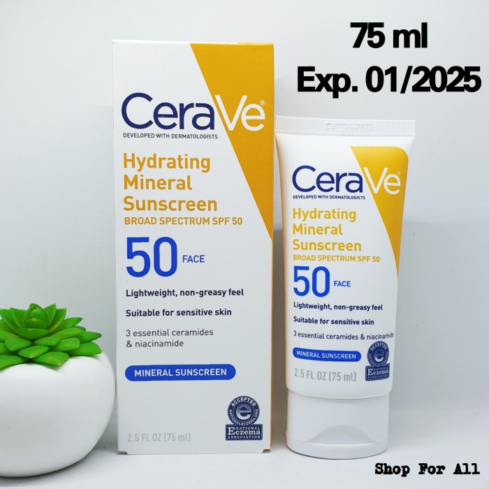 Jual CERAVE Hydrating Mineral Sunscreen SPF 50 Face Sunblock 75ml / 75 ml Shopee Indonesia