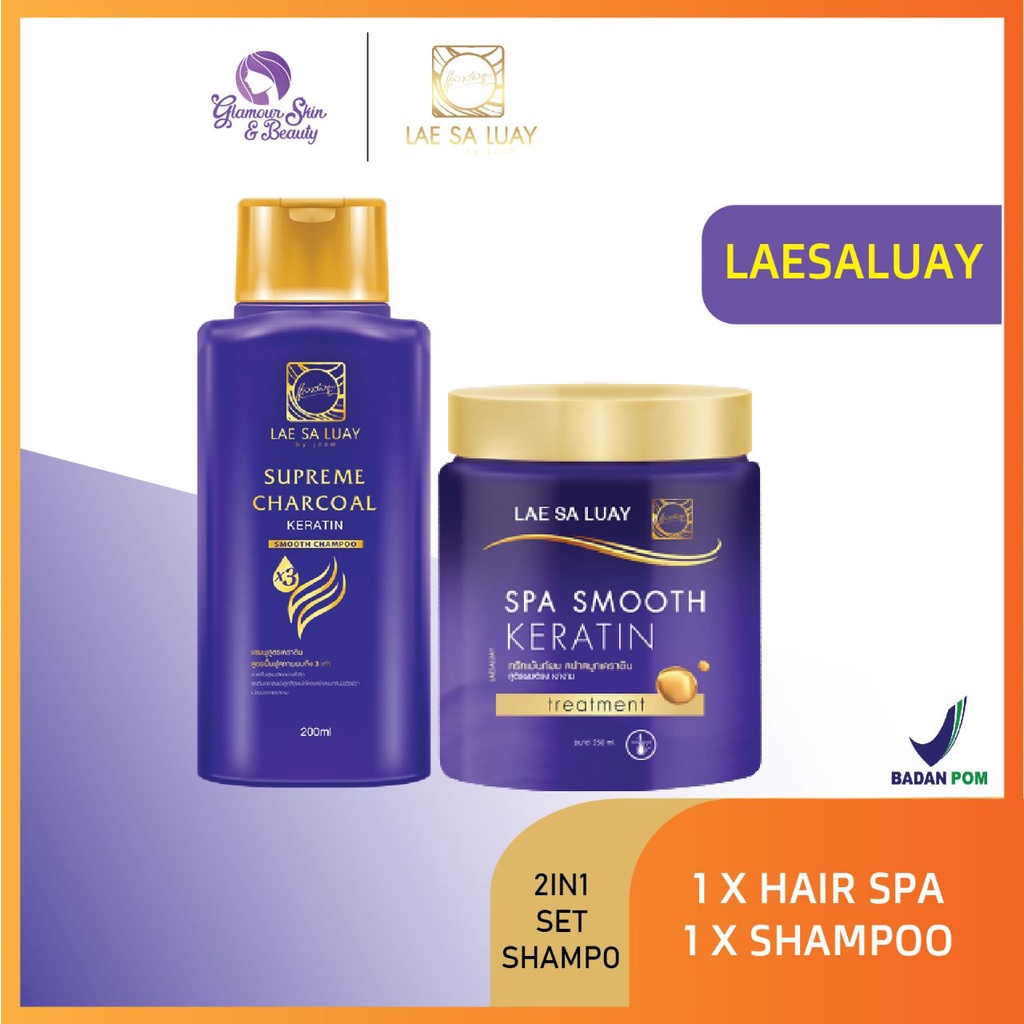 BPOM Lae Sa Luay Paket 2 in 1 Masker Rambut + Shampoo Keratin