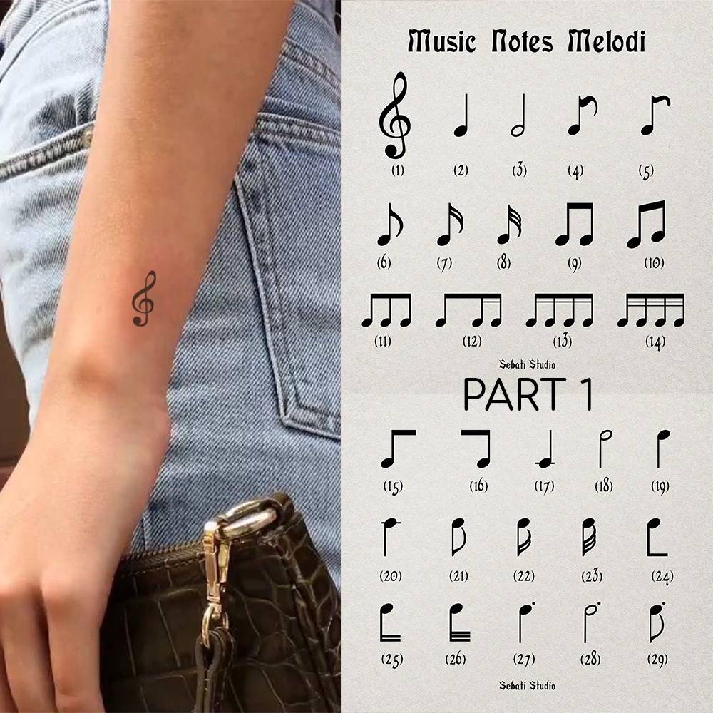 Jual Music Notes Melodi Tato Temporer Waterproof | Tattoo Temporary ...