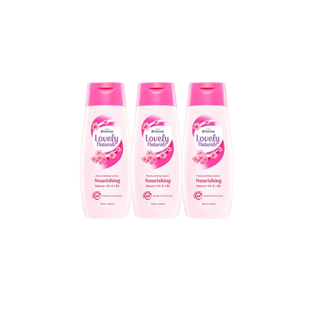 Jual Emeron Lovely Hand & Body Lotion Naturals Sakura Botol 3 x 200 mL ...