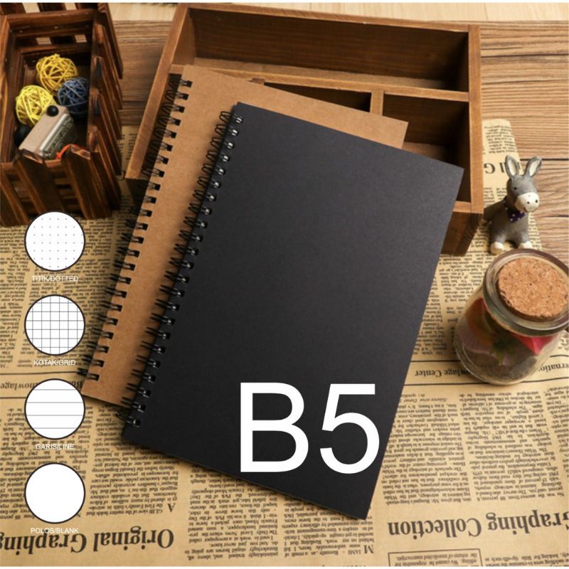 Jual notebook b5/notebook journal/buku diary/notebook grid,line,dotted ...