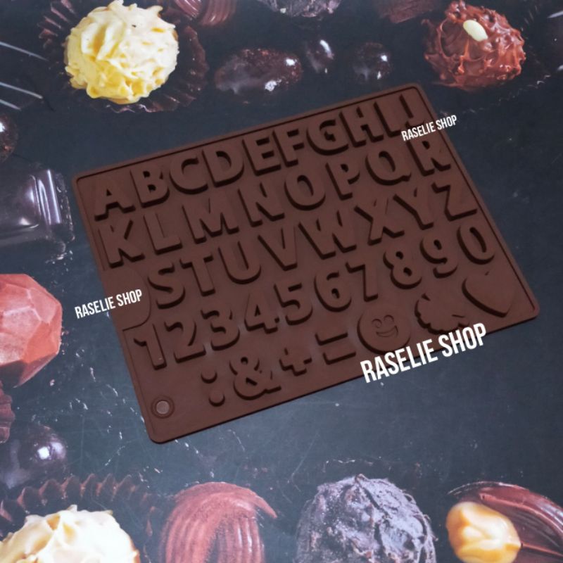 Jual Cetakan Coklat Silikon Mold Alphabet Abjad Angka Simbol Silicone Huruf Fondant Puding