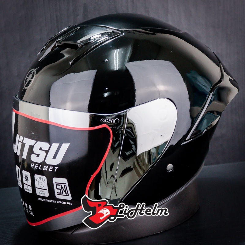 Jual JITSU HELM JS1 SERIES SOLID | BLACK GLOSS | PREMIUM - HALF FACE ...