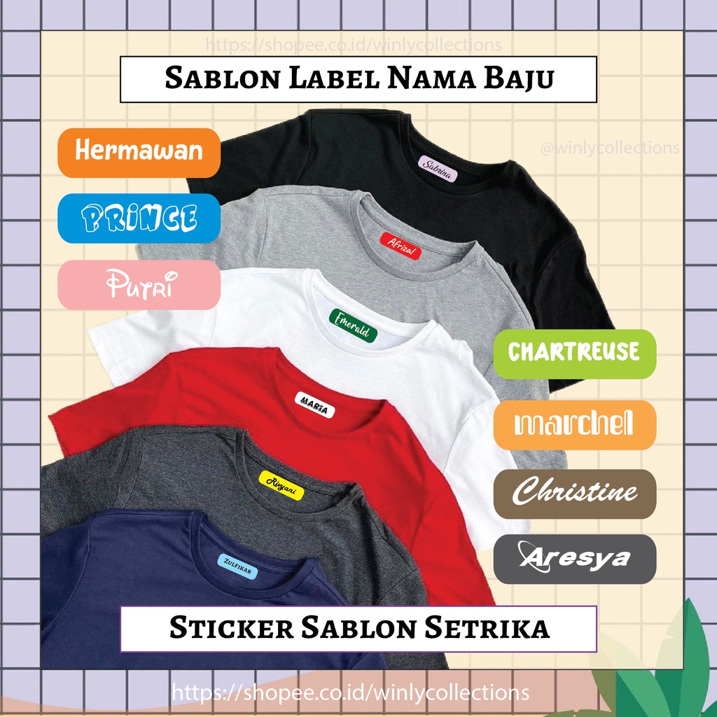 Jual CUSTOM LABEL NAMA BAJU ANAK SERAGAM SEKOLAH STIKER SABLON SETRIKA