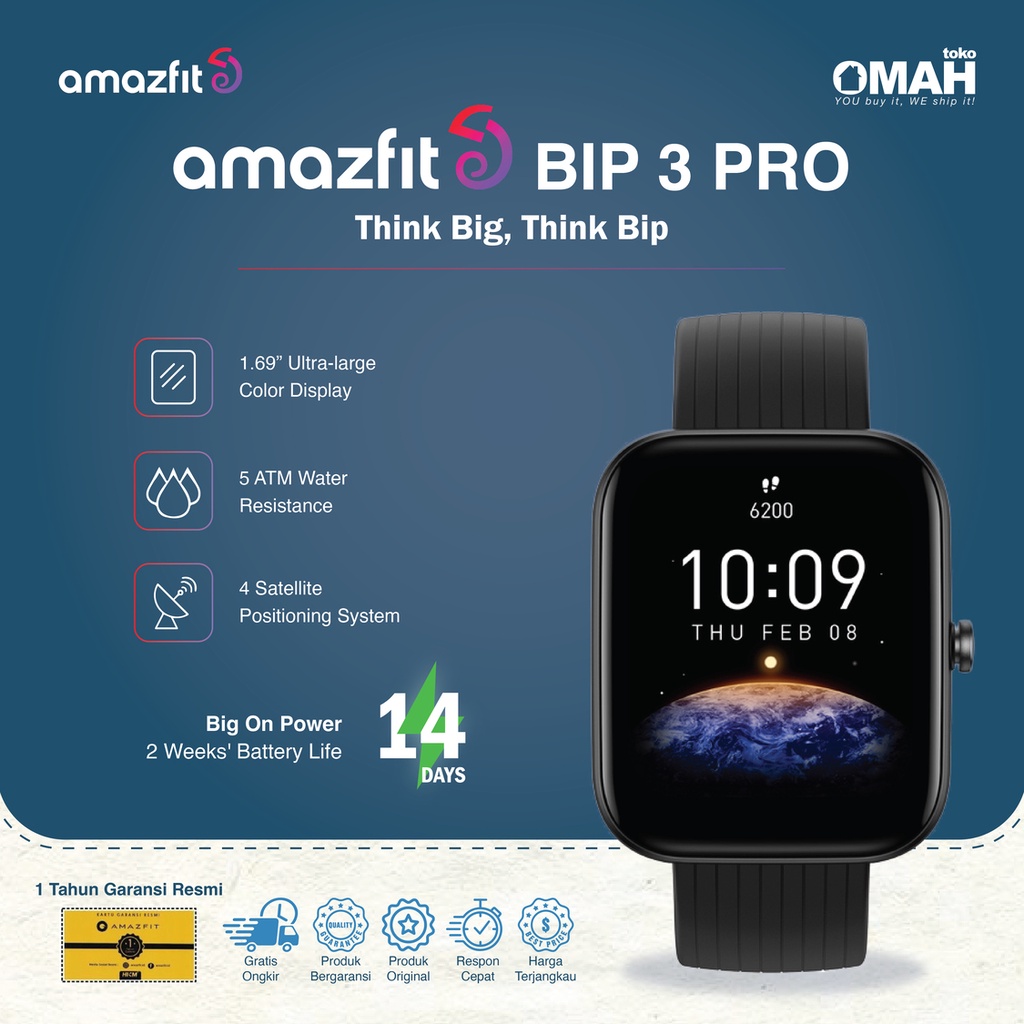 Jual Amazfit Bip 3 Pro Smartwatch 1.69" Touch Screen GPS SpO2 Garansi ...