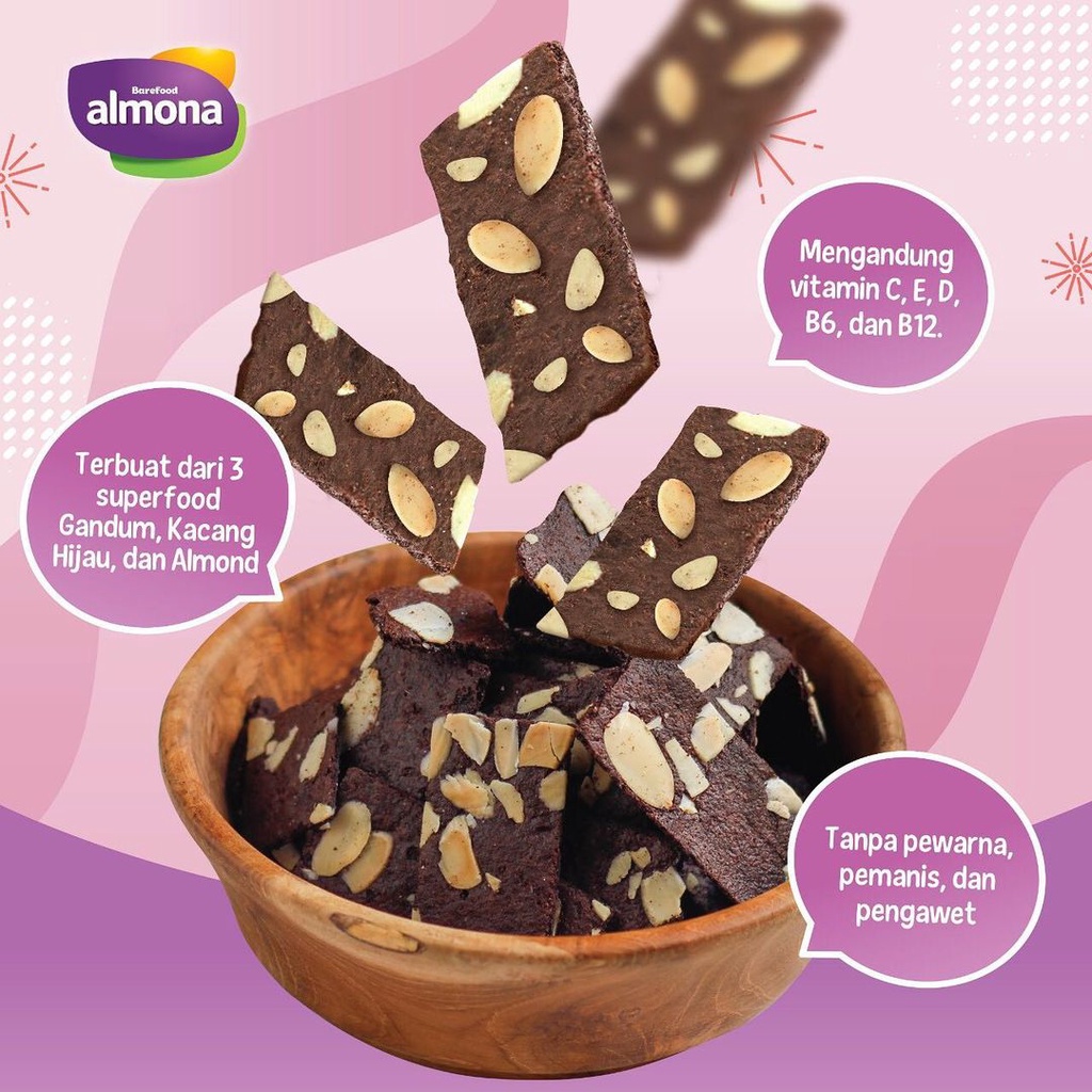 Jual ALMONA Almond Brownies Cookies - Snack Sehat - Dairy Free - No ...