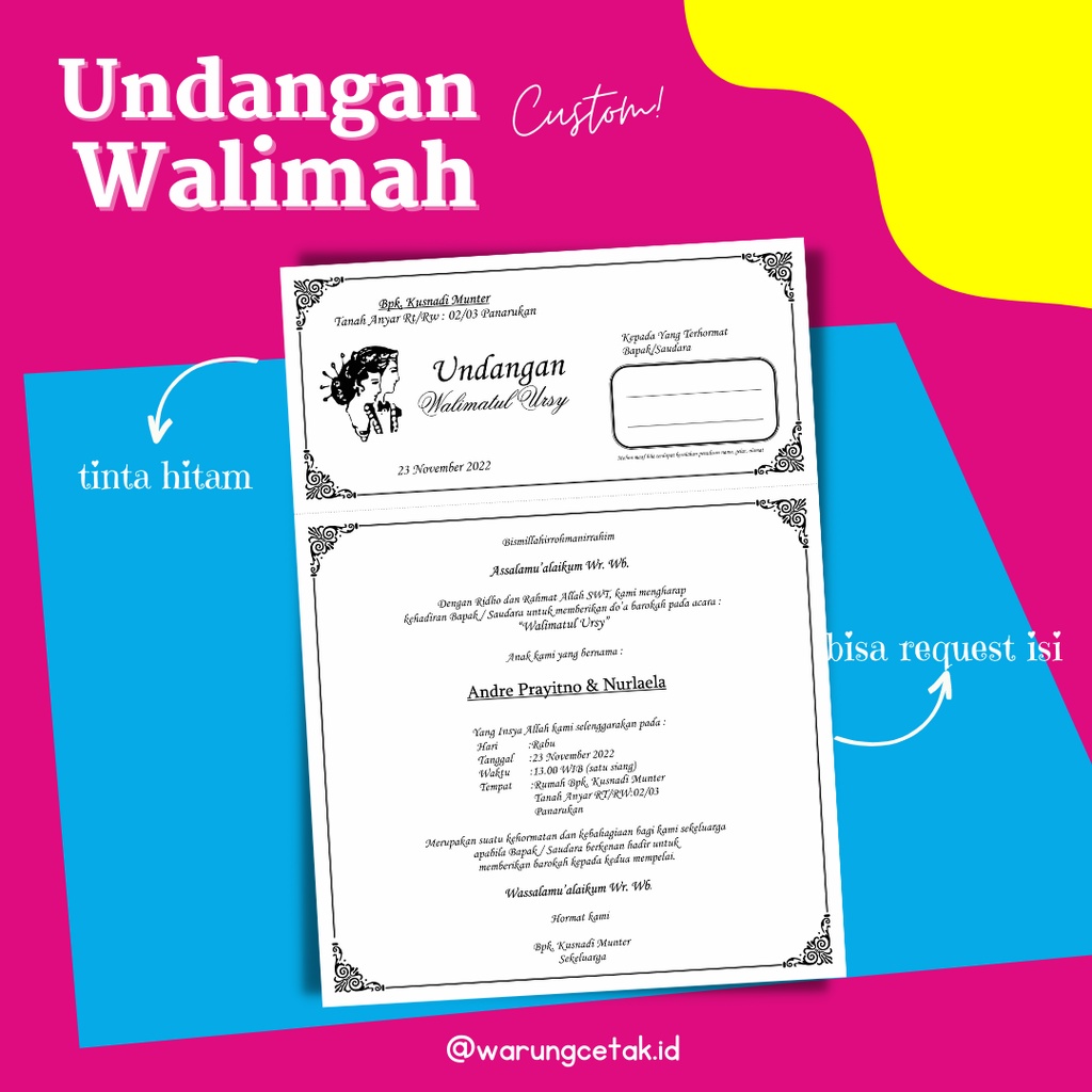 Jual Undangan Hvs Walimatul Ursy, Khitan, Umroh, Pernikahan, A4, A5 ...