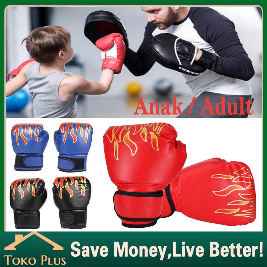 Jual 2Pcs Sarung Tangan Tinju Anak Dewasa MMA Muay Thai Motif api ...