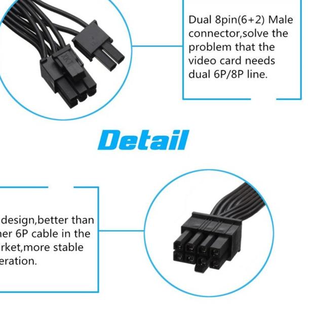 Jual KABEL MODULAR PCIE 8 PIN TO 8 (6+2) PIN DUAL PREMIUM QUALITY ...