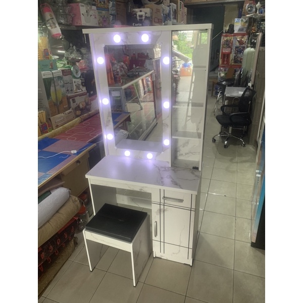 Jual Meja Rias Make Up Putih Marble Lampu Led Meja Rias Kaca Cermin