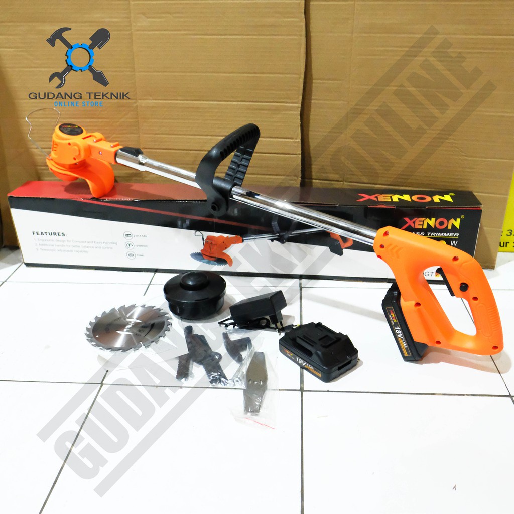 Jual Mesin Potong Rumput Baterai V Cdgt Xenon Cordless Grass Cutter Charger Volt