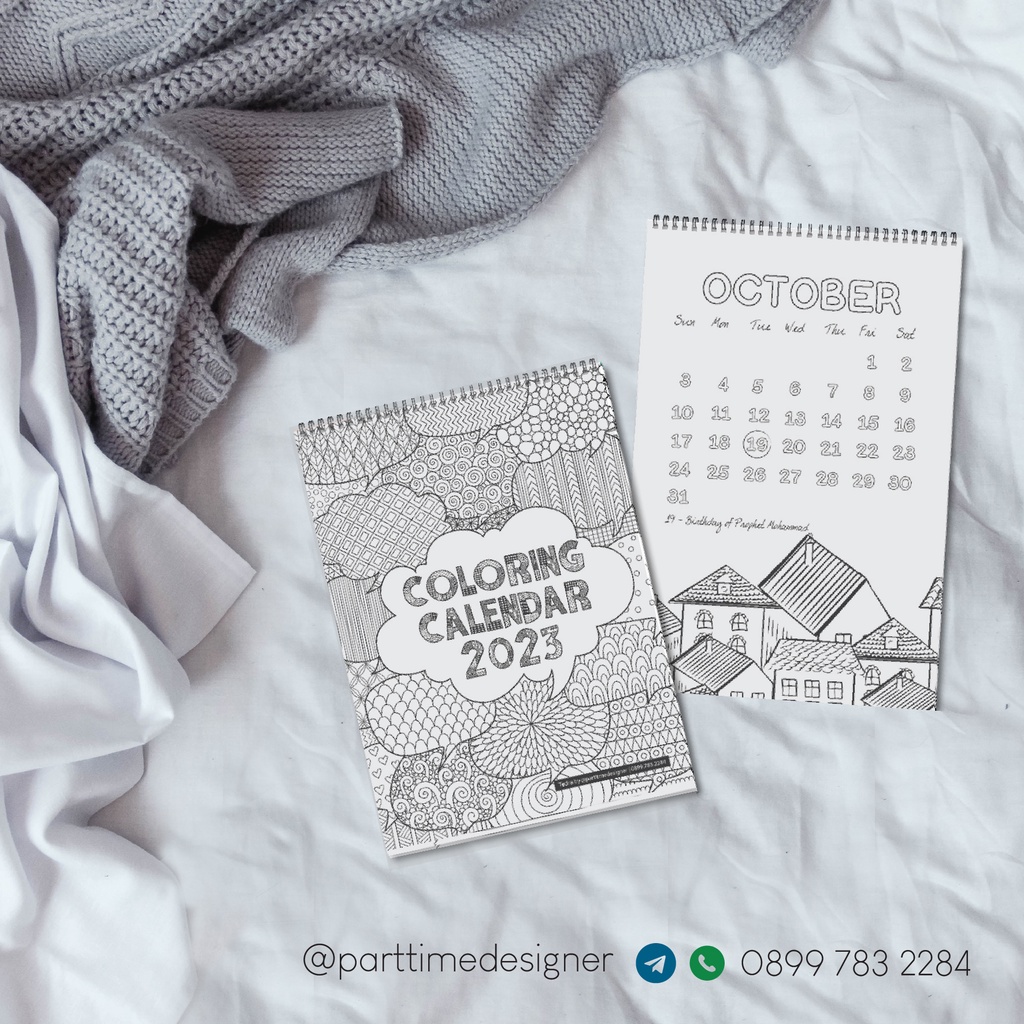 Jual Tedra Kalender 2023 - Coloring Calendar Mewarnai Lucu Aestetik