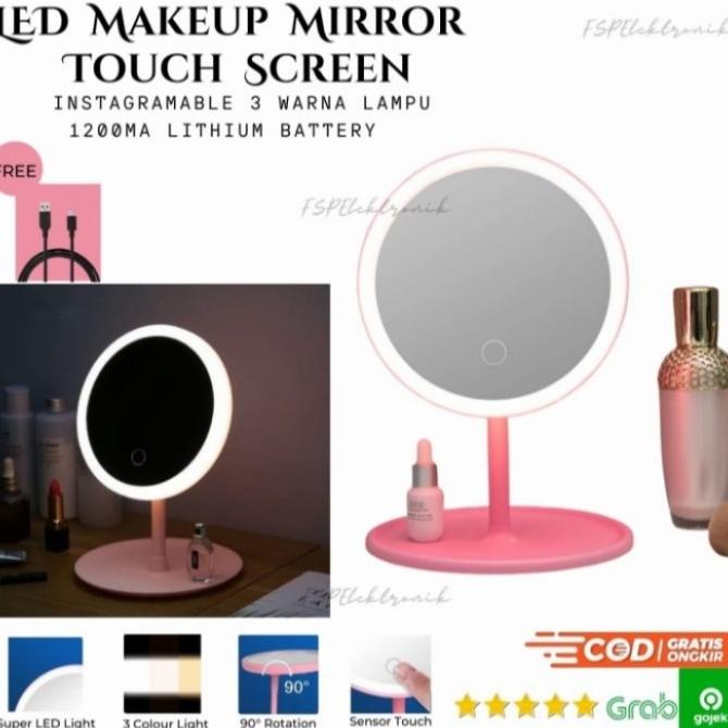 Jual Led Mirror Touch Sensorkaca Rias Bulatkaca Makeupcermin Rias 3light Shopee Indonesia 3292