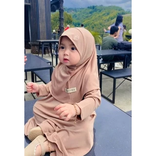 AISKA HIJAB Gamis Anak perempuan gamis set anak Bayi Perempuan gamiset bayi perempuan gamis anak polos Daily Nuha Umur Newborn 0 Bulan - 6 Tahun gamis Kids pakaian muslim anak perempuan Bahan Jersey Korea original Premium