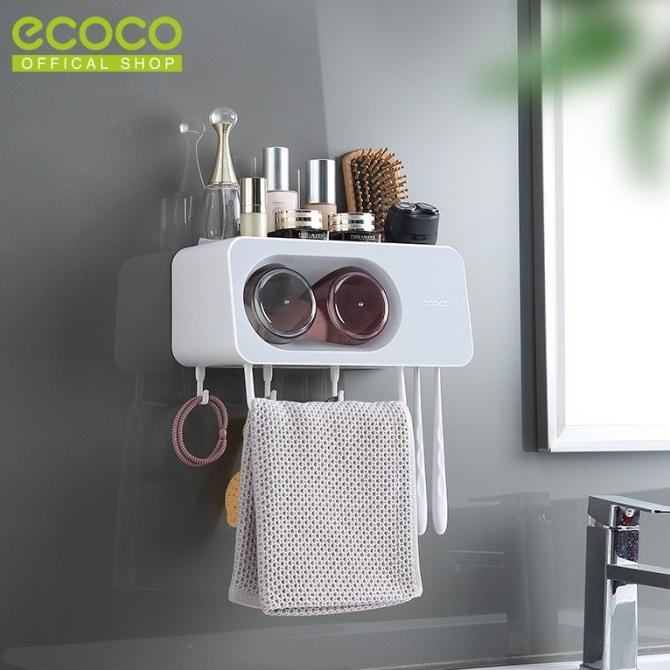 Jual ECOCO Toothbrush rack (transparent double cup) - Rak sikat gigi ...