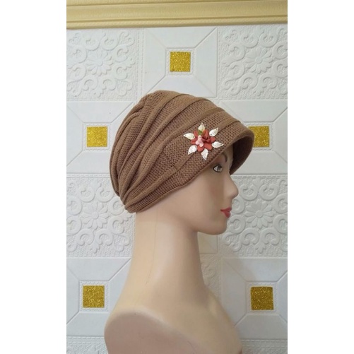 Jual kupluk rajut turban nenek bunga adel | Shopee Indonesia