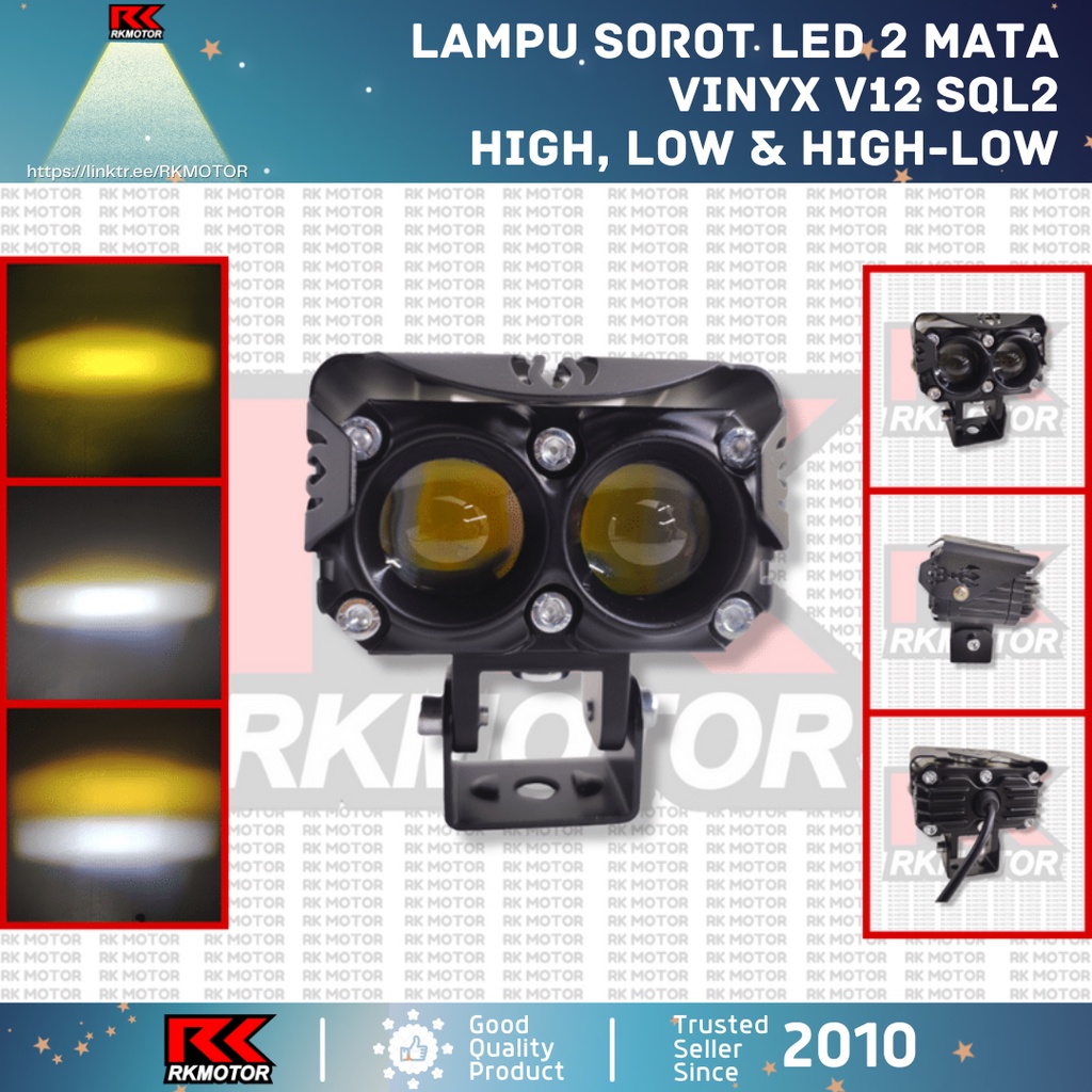 Jual Lampu Tembak Sorot Motor Mobil LED Laser Gun Vinyx V12 SQL2 - D2