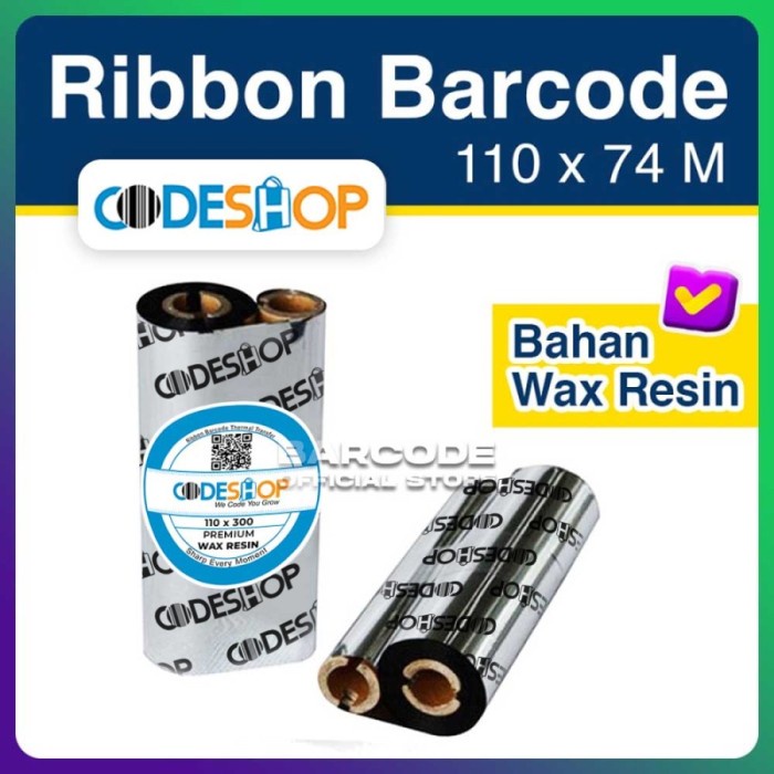 Jual Barcode Ribbon Barcode Wax Resin Codeshop 110 X 74 Meter Ribbon ...