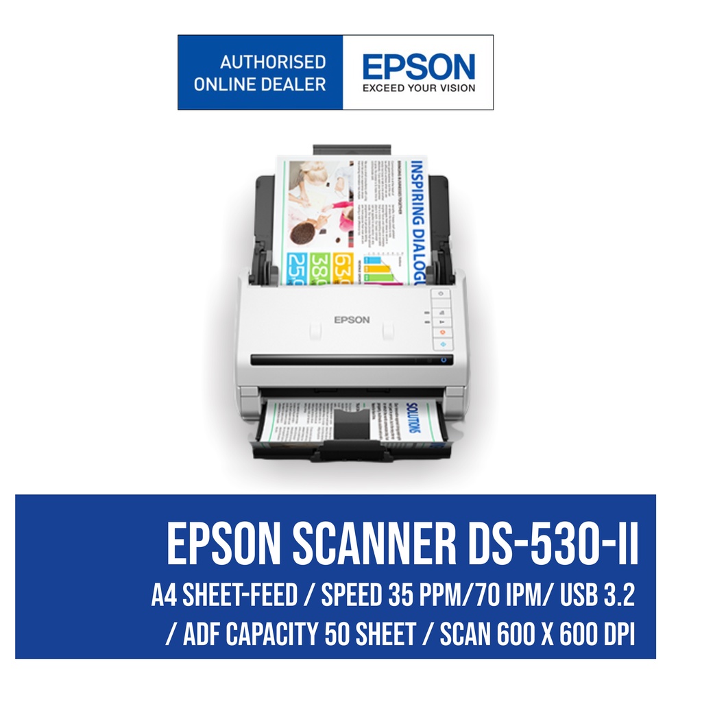 Jual Epson Workforce Ds 530 Ii A4 Duplex Sheet Fed Document Scanner Shopee Indonesia 1199