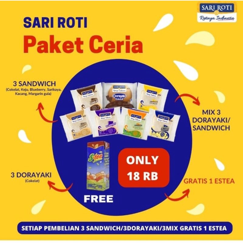 Jual COD SARI ROTI PAKET CERIA 18K HARGA MURHA MERIAH | Shopee Indonesia