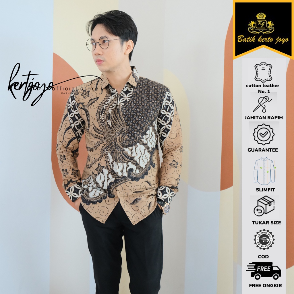 Jual Baju Batik Pria Lengan Panjang Modern Slimfit Premium Kemeja Batik