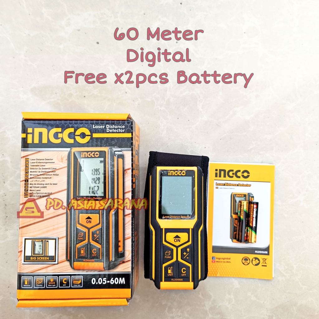 Jual Meteran Laser Distance 60m Digital Meter INGCO HLDD0608 Ukur Jarak ...