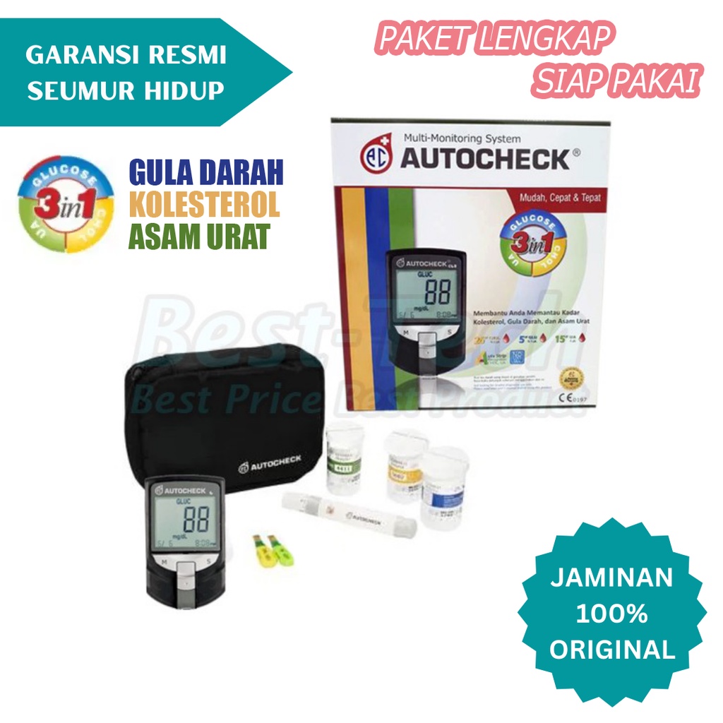 Jual Alat Cek Gula Darah Kolesterol Asam Urat / Autocheck GCU 3in1 ...