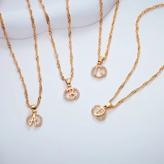 Hyl Jewelry 244N Kalung Titanium Huruf Muda Emas Wanita Anti Karat Asli Panjang