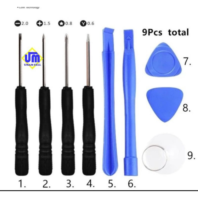 Jual obeng hp android dan iphone opening tool 9 in 1 | Shopee Indonesia