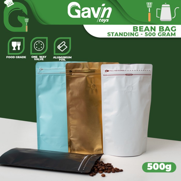Jual Standing Pouch Coffee Bean Bag Packaging Klip Valve Biji Kopi 500gr Shopee Indonesia