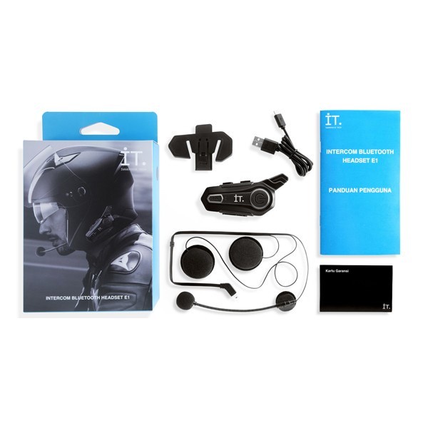 Jual Terbaru It Intercom Bluetooth Headset E1 Mic Helm Motor Garansi ...