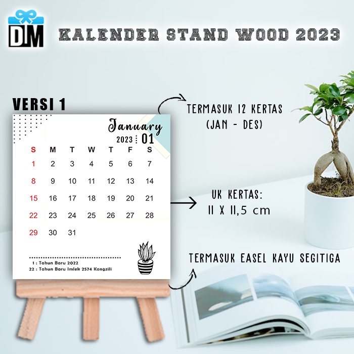 Jual Kalender Duduk Aesthetic Kalender 2023 2024 2025 Minimalis Kalender Meja Simple Elegan M 3247