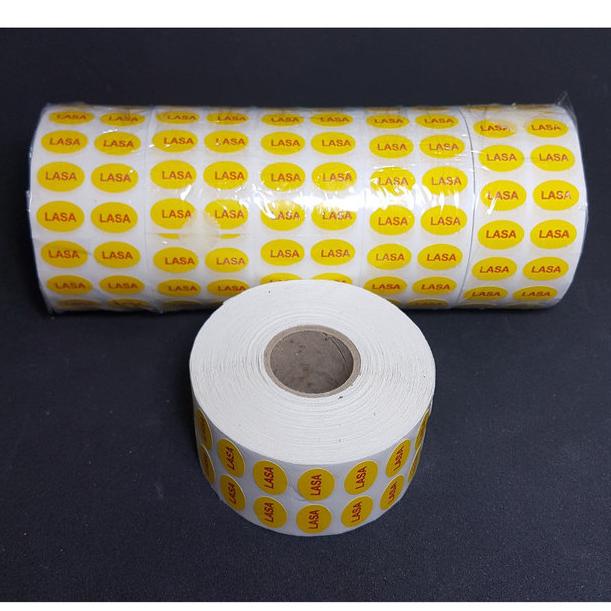 Jual STIKER LASA KUNING OVAL 20x10 mm isi 5000 pcs in ROLL - MURAH ...