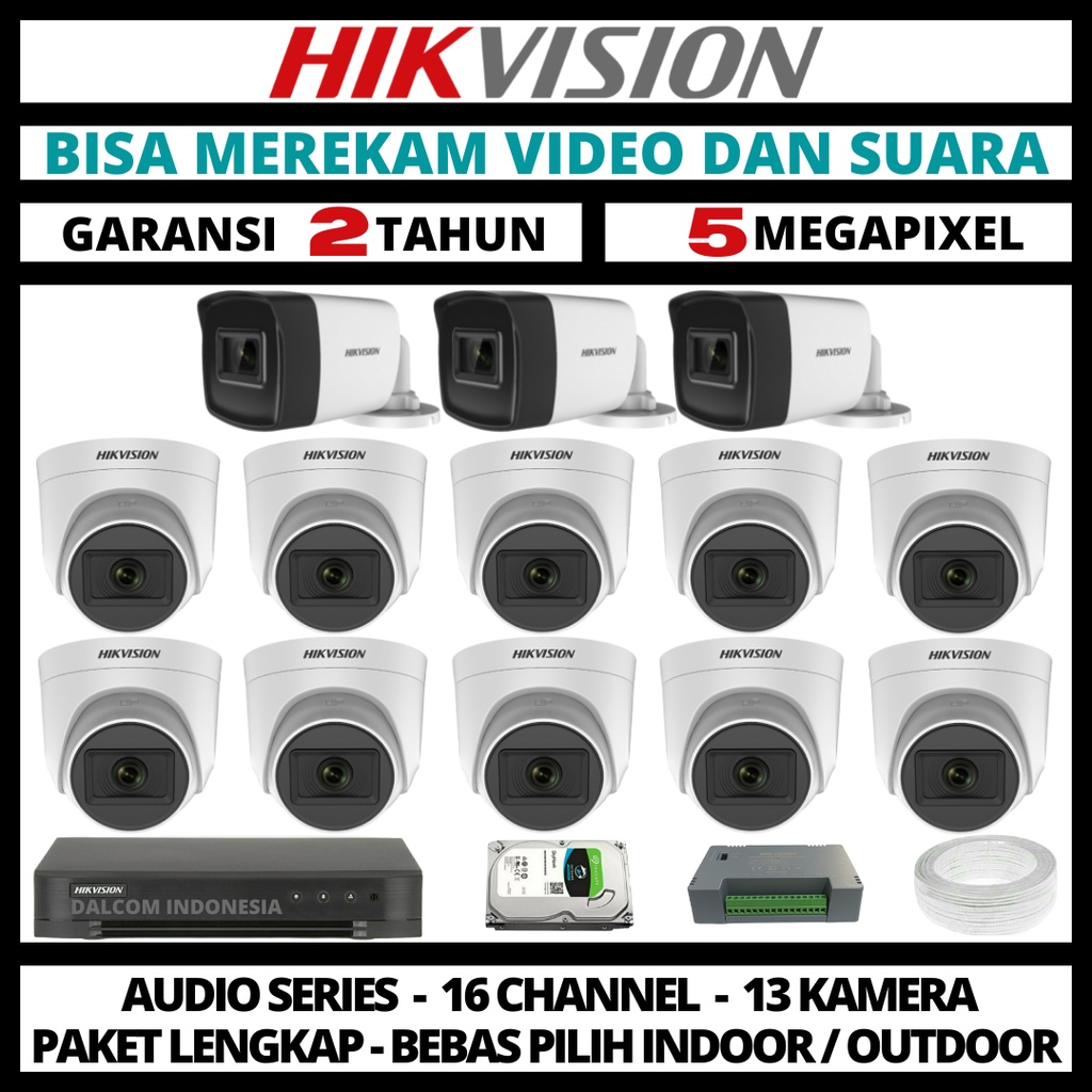 Jual PAKET CCTV HIKVISION 5MP 16 CHANNEL 13 CAMERA TURBO HD KAMERA CCTV ...