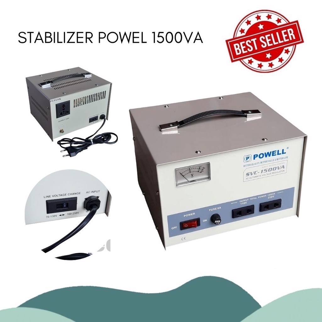 Jual Stabilizer listrik POWELL 1 phase 1500va / 1,5kVa POWEL Shopee