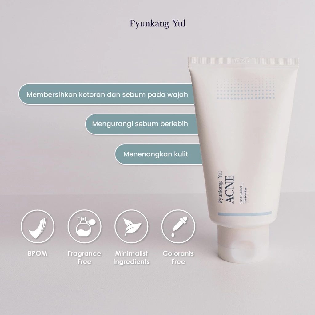 Pyunkang Yul Acne Facial Cleanser kemasan tube 120ml dengan busa halus