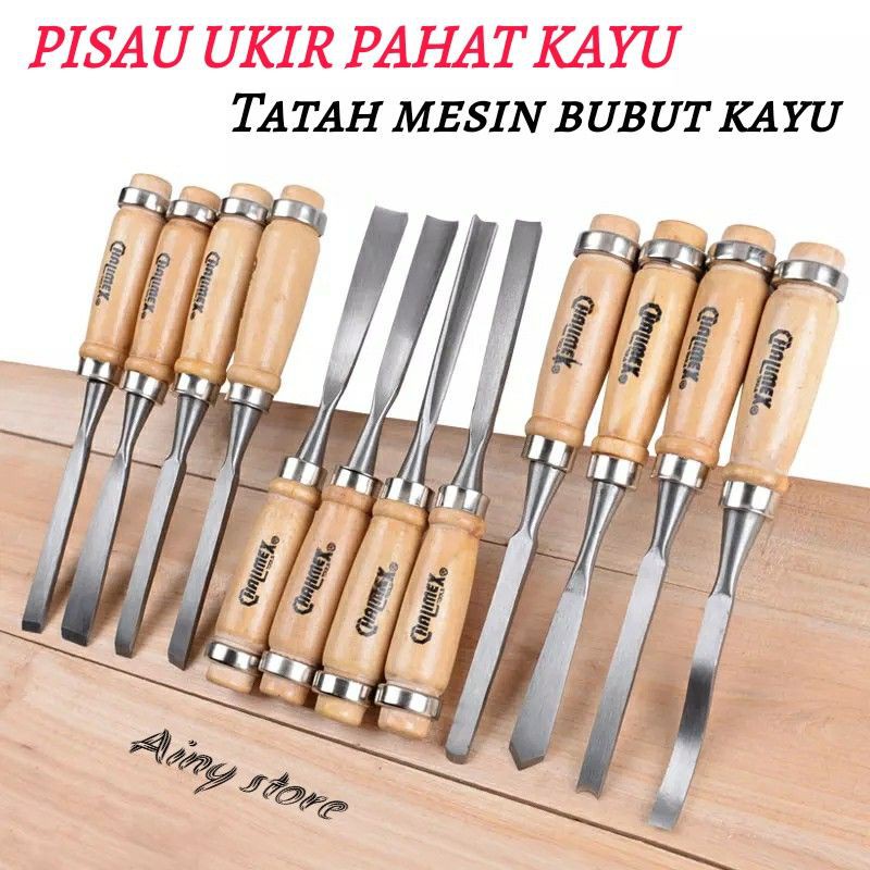 Jual 12pcs Pisau Ukir Pahat Kayu Mesin Bubut Wood Carving Art Knife