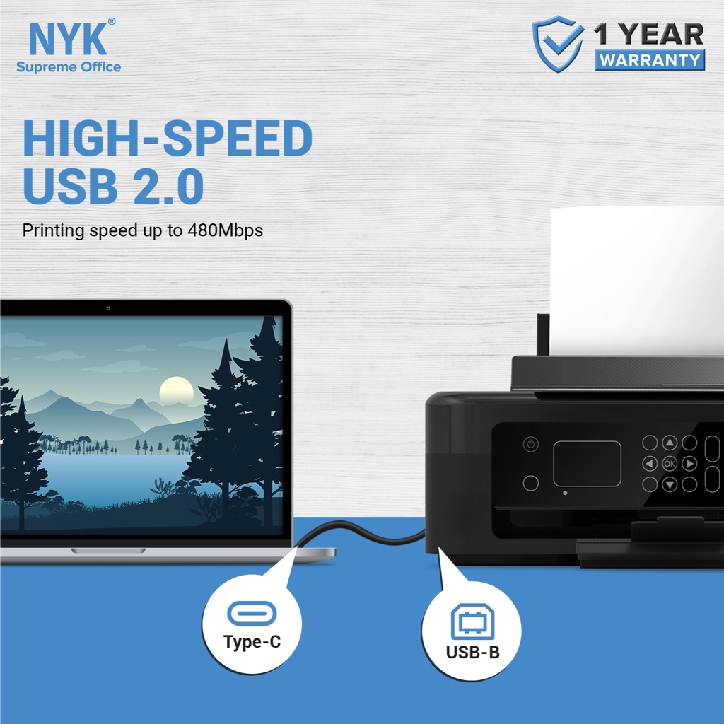 NYK Kabel Type C to Printer usb 1.5 Meter COD (4)