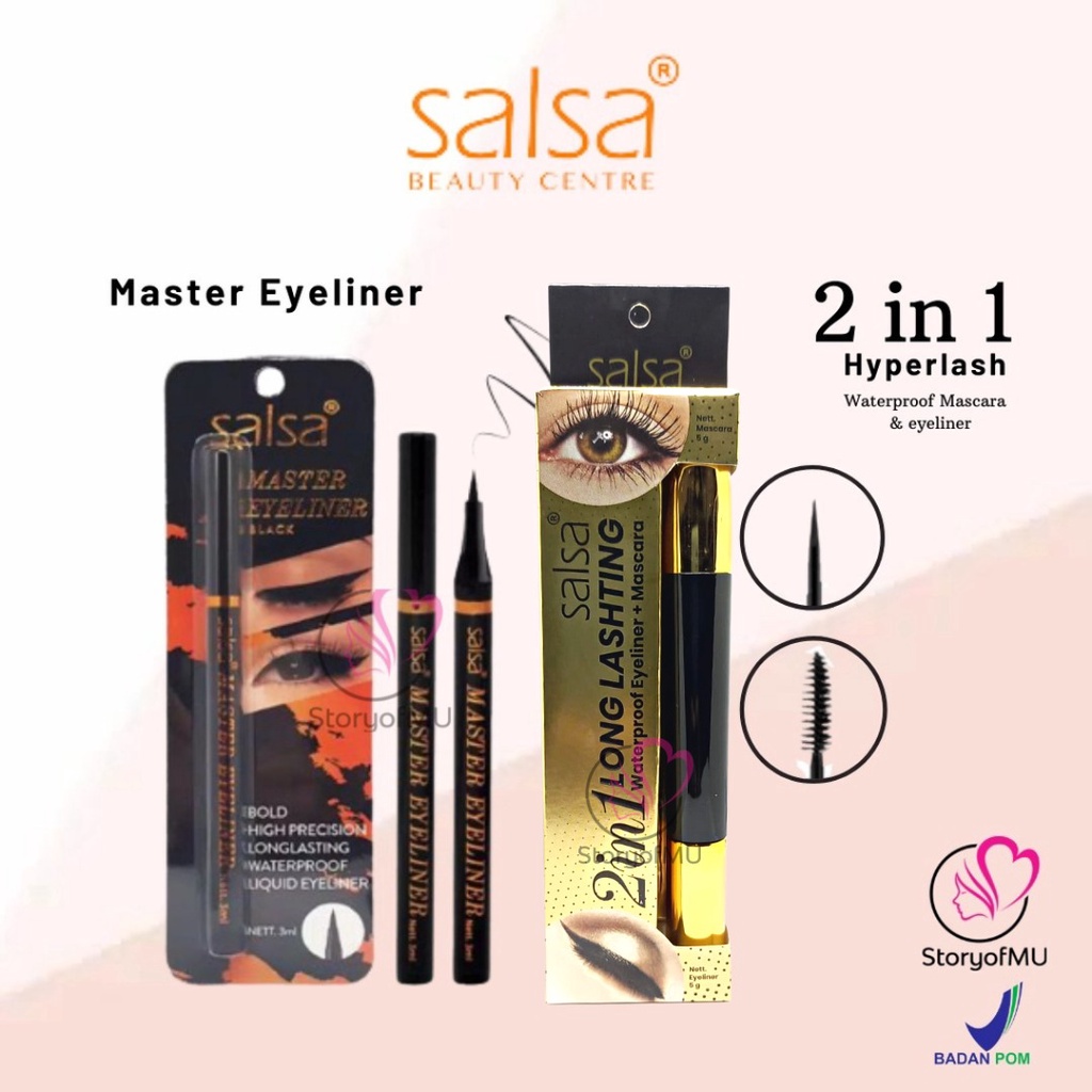 Jual Salsa Bold Eyeliner 2in1 Long Lasting Waterproof Mascara Eye