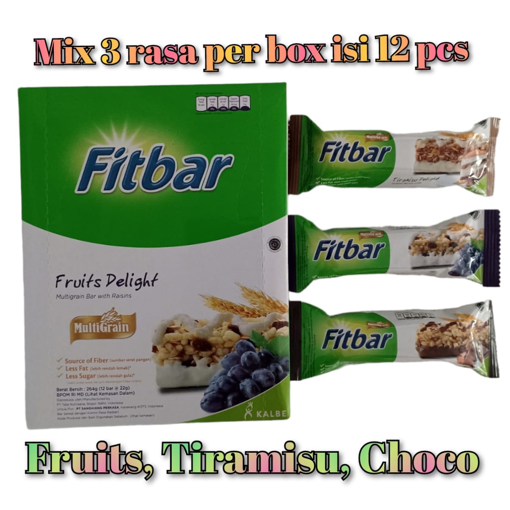 Jual Fitbar Multigrain Rasa Fruits,Choco Delight,Tiramisu,Cheese Box ...