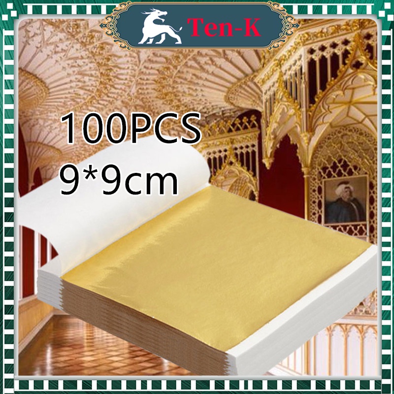 Jual 100PCS Gold Foil Paper/Gold Leaf Paper/Emas Foil Sheet Kertas