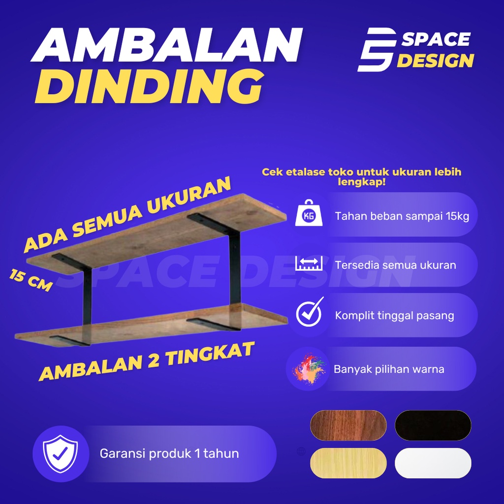 Jual Rak Dinding Minimalis Ambalan JUMBO 2 TINGKAT SIKU BESI Hiasan ...