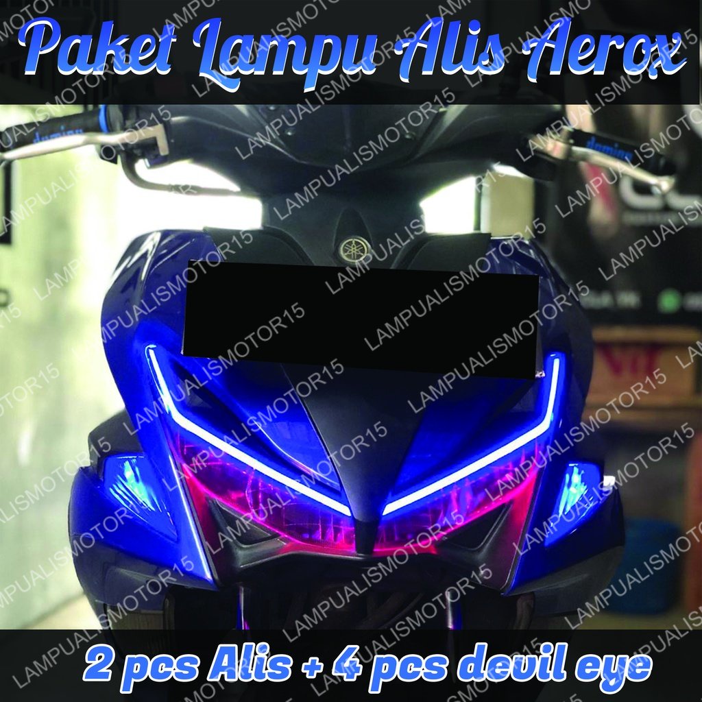 Jual PROMO Lampu Alis Fullset Bonus Devil Eye Siap Pakai LAMPU LED ALIS AEROX 155 V 2 BONUS