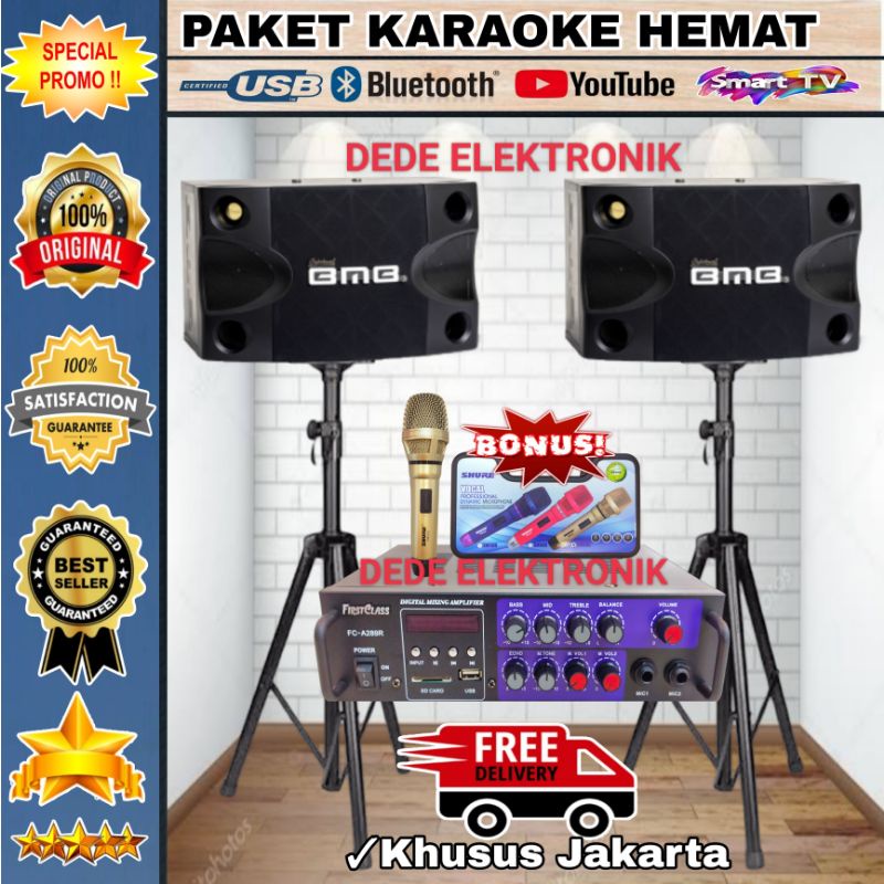 Jual PAKET SPEAKER KARAOKE BMB 8 INCH+AMPLIFIER BLUETOOTH,USB, ORIGINAL (KARAOKE HEMAT