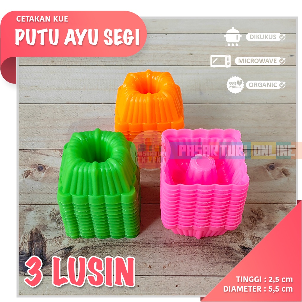 Jual Paket 3 Lusin Cetakan Kue PUTU AYU SEGI Rege Plastik Puding Jelly Shopee Indonesia