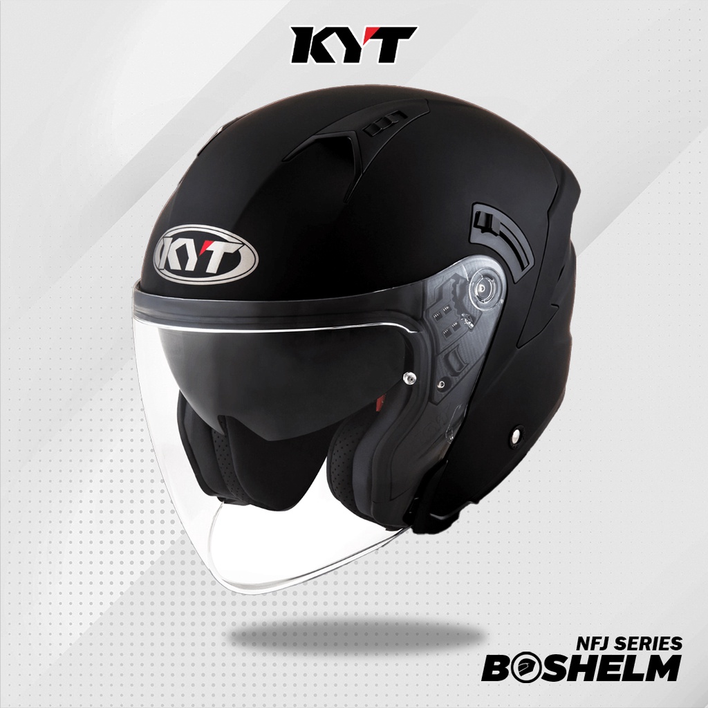 Jual BOSHELM KYT NFJ Plain HITAM DOFF Helm Half Face SNI Shopee Indonesia